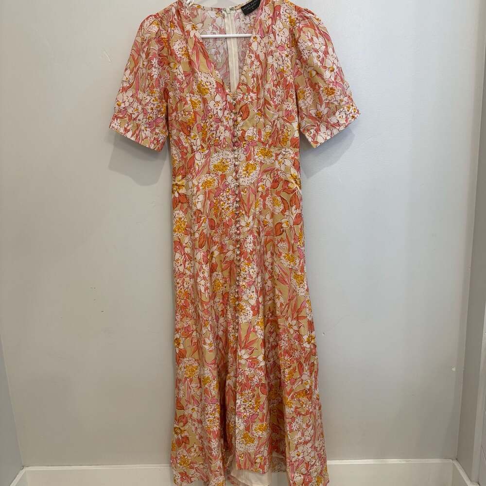 Dress Forum Los Angeles Floral Print Button-Front V-Neck Maxi Dress